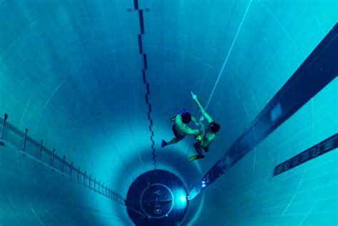 Deepest pool in the world - By Stephan Whelan. -. April 2, 2015. Europe has seen its fair share of deep pools – the 28m Submarine Escape Training Tank (S.E.T.T.) in the UK, 33m Nemo33 in Belgium, and the 40m Y-40 in Italy. It has just been announced that the UK is getting a new 50m pool called the Blue Abyss which will make it the largest facility of its kind in the world!